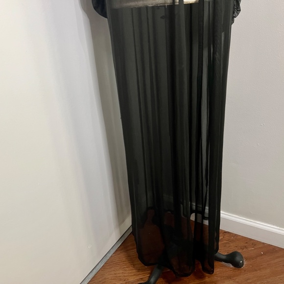 'CURLY GIRL' Sexy Black Sheer Long Sleeve Maxi Cardigan See Through Mesh Size 2X - Picture 3 of 11